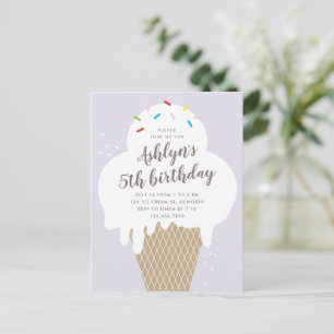 Budget Ice Cream Kids Birthday Party Invitation Po Postcard