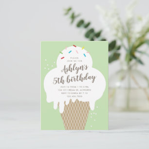 Budget Ice Cream Kids Birthday Party Invitation Postcard