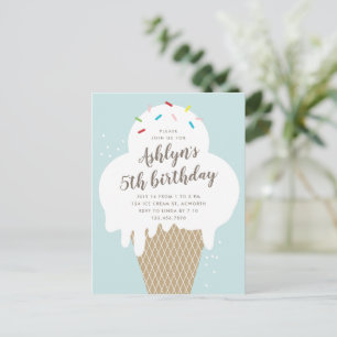 Budget Ice Cream Kids Birthday Party Invitation Postcard