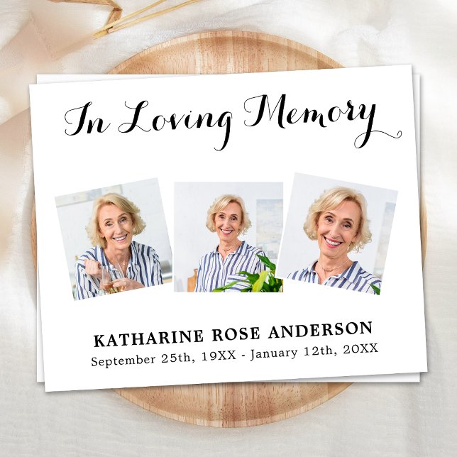 Budget In Loving Memory 3 Photo Funeral Thank You (Creator Uploaded)