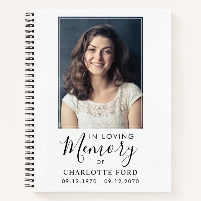 Budget In Loving Memory Photo Funeral Guestbook Notebook (Front)
