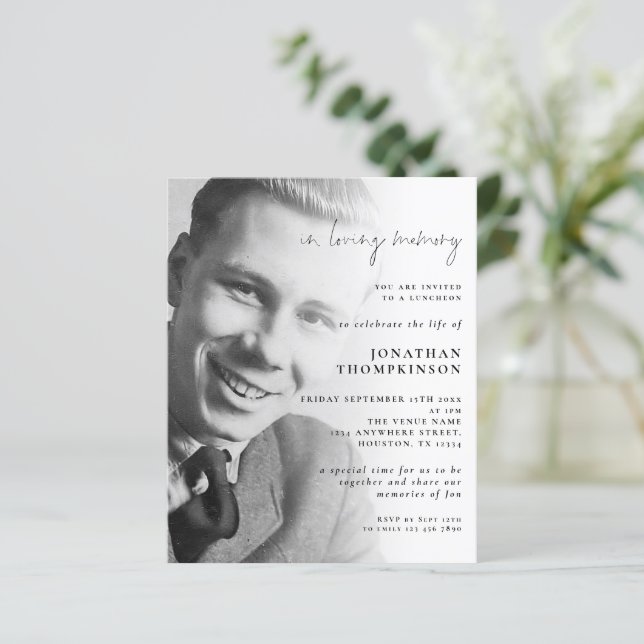 Budget In Loving Memory Photo Luncheon  Invite (Standing Front)