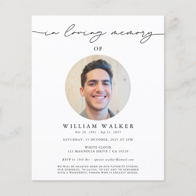 Budget In Loving Memory Photo Memorial Funeral Flyer (Front)