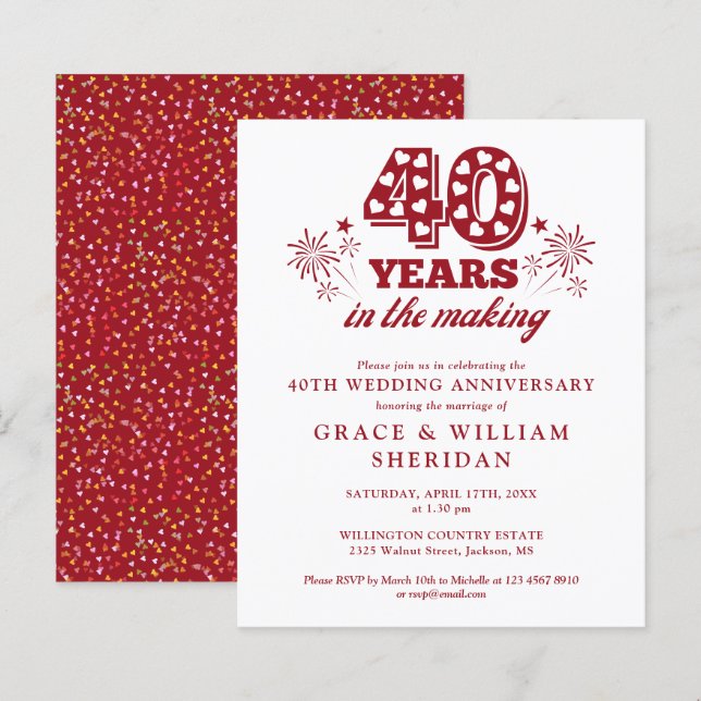 Budget In The Making 40th Anniversary Invitation (Front/Back)