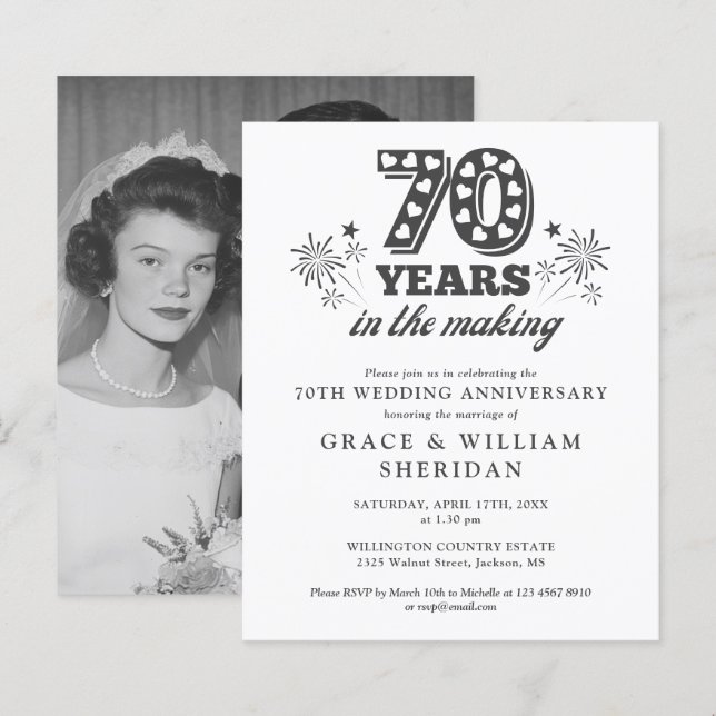 Budget In The Making 70th Anniversary Photo Invite (Front/Back)