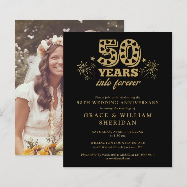Budget Into Forever 50th Anniversary Photo Invite (Front/Back)
