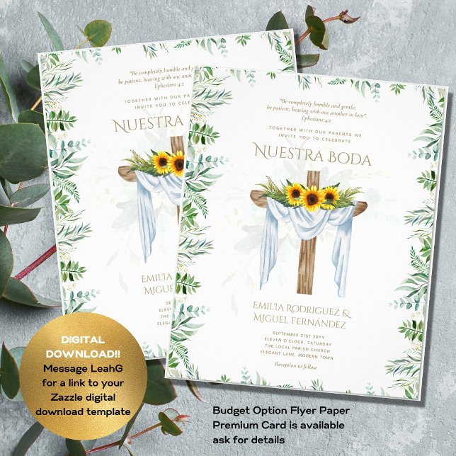 BUDGET Invitación De Boda Católica Bilingüe Flyer (Creator Uploaded)