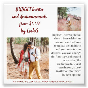 BUDGET Invitation Announcement Save the Date PHOTO Print