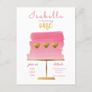 Budget Invitation de premier anniversaire rose e
