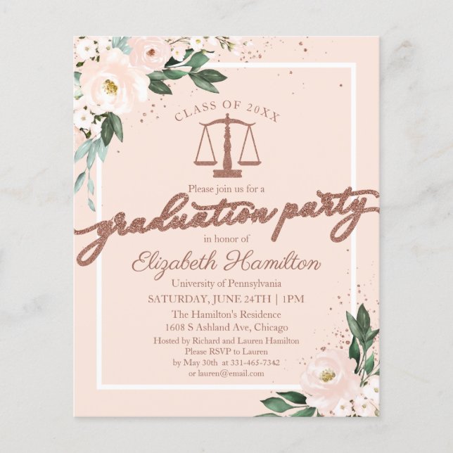 Budget Invitation Law School Graduation Party (Front)
