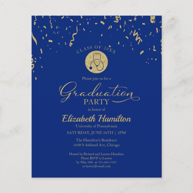 Budget Invitation Nursing School Grad Party (Front)