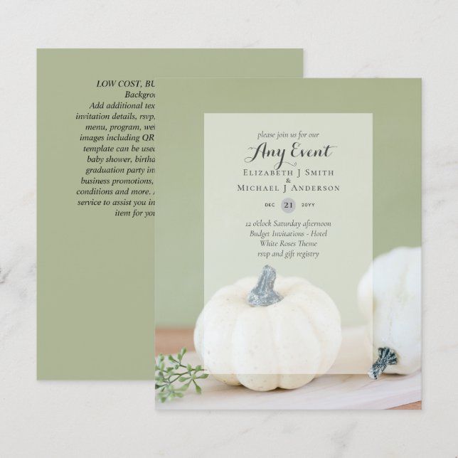 BUDGET INVITATIONS - ANY EVENT - Fall Pumpkins (Front/Back)