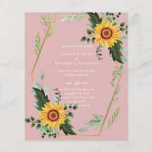 BUDGET INVITATIONS - Watercolor SUNFLOWERS Gold Flyer