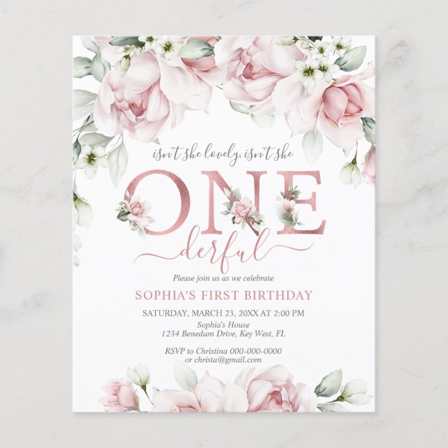 Budget Isn't She Lovely 1st Birthday Invitation (Front)