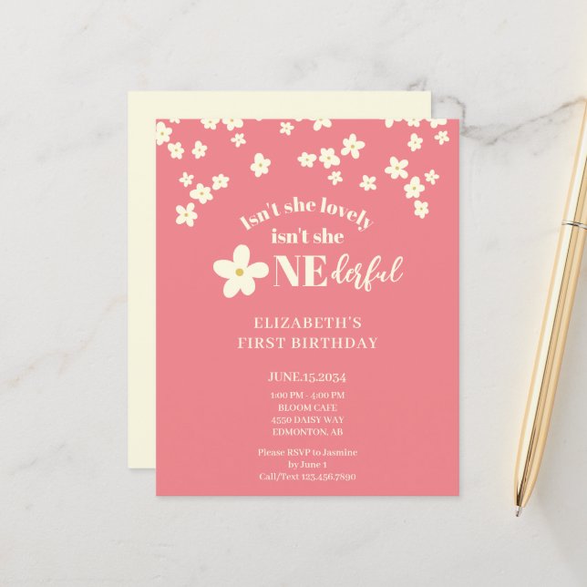 Budget Isn't She Lovely Daisy 1st Birthday Cute (Front/Back In Situ)