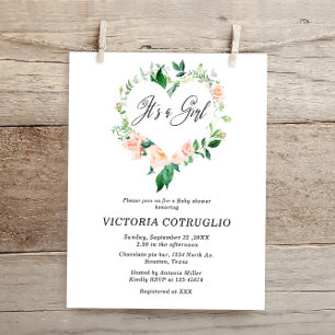 Budget It is a Girl Peach Baby Shower 