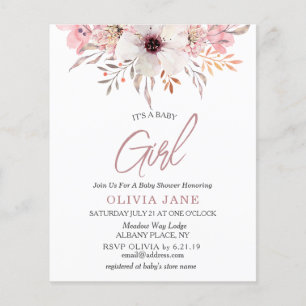 Budget It's A Baby Girl Baby Shower Invitation