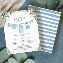 Budget Its A Boy Blue Boho Baby Shower Invitation
