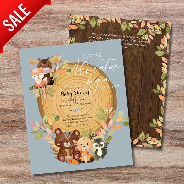 BUDGET It's A Boy WOODLAND ANIMALS Baby Shower     Flyer (Creator Uploaded)