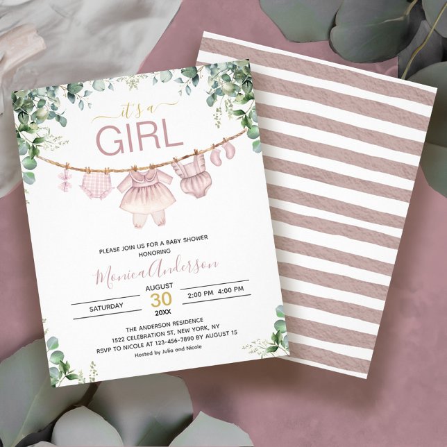 Budget Its A Girl Pink Boho Baby Shower Invitation Flyer (Budget Its A Girl Pink Boho Baby Shower Invitation Flyer)