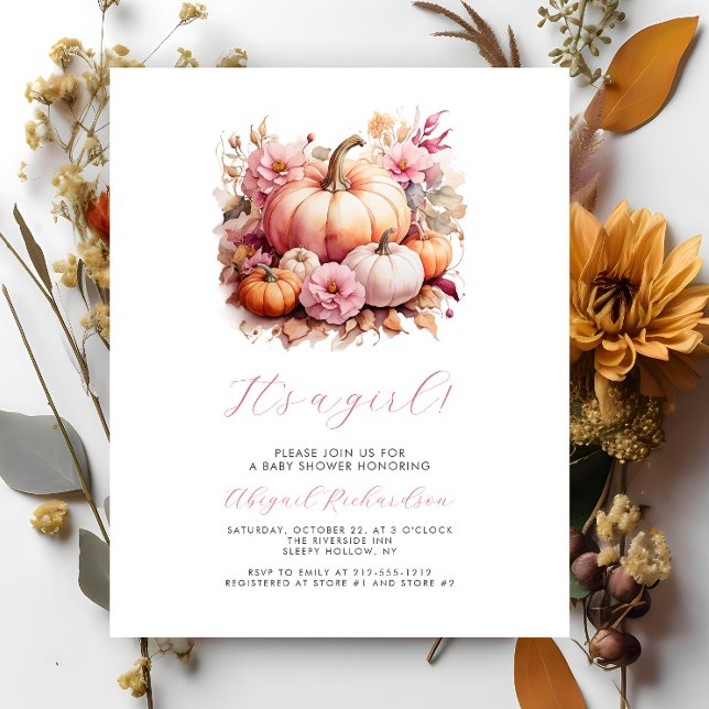 Budget It's a Girl Pink Pumpkins Fall Baby Shower (Creator Uploaded)