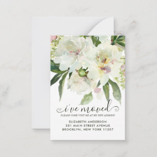 Budget I've Moved Floral Botanical Peony Moving Card