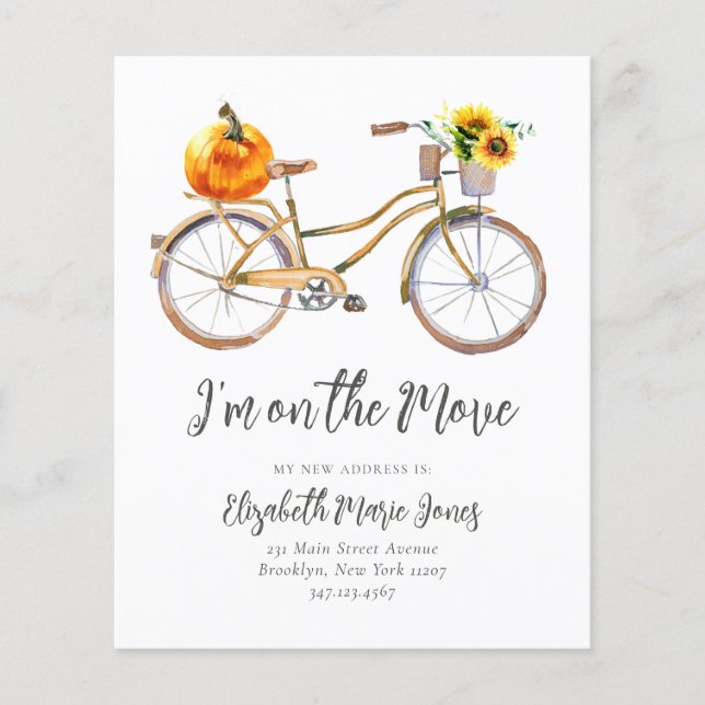 Budget I've Moved Pumpkin Sunflower Bicycle Moving (Front)