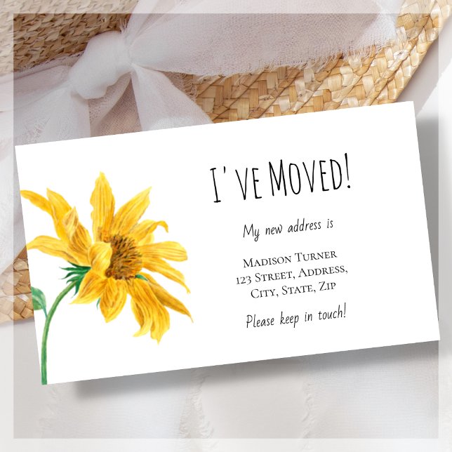 Budget I've Moved Sunflower Announcement Card (Creator Uploaded)