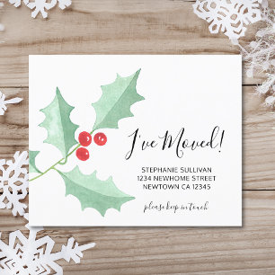 Budget I've Moved Watercolor Holly Card