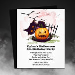 Budget Jack o' Lantern Halloween Birthday<br><div class="desc">Small 4.5" x 5.6" paper Halloween flyers feature bats in the sky flying above a scared black cat and a creepy leering jack o' lantern. Fun for kid's Halloween birthday invitations, Halloween costume party invitations or any occasion. Printed on value 80 lb semi-gloss cardstock available in 3 sizes. **NO ENVELOPES...</div>