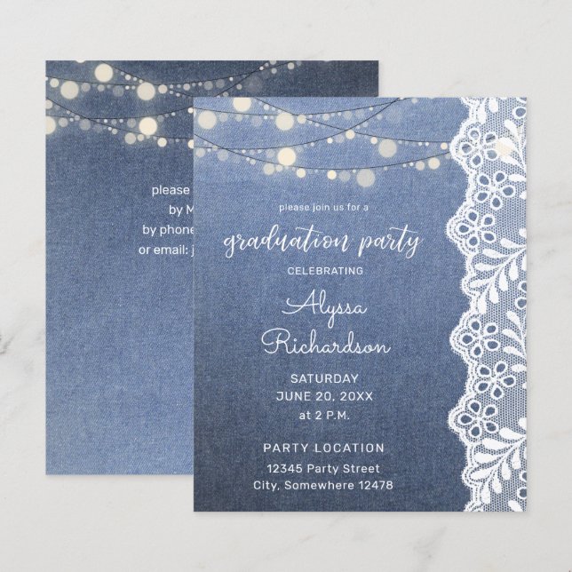 Budget Jean Lace String Lights Graduation Party (Front/Back)