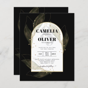 BUDGET Jet Black Gold Feuilles mariage INVITE
