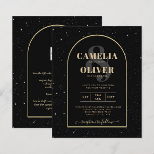 BUDGET Jet BLACK GOLD Starry Night Wedding INVITE