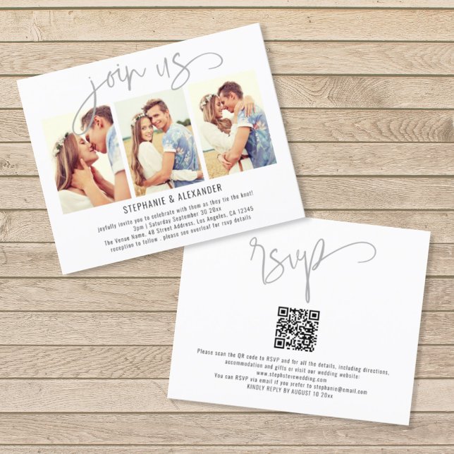 BUDGET Join Us 3 Photos Script Wedding Invite (Creator Uploaded)