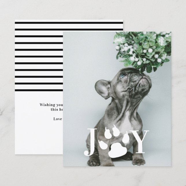 BUDGET Joy Dog Paw Print Christmas Photo Card (Front/Back)