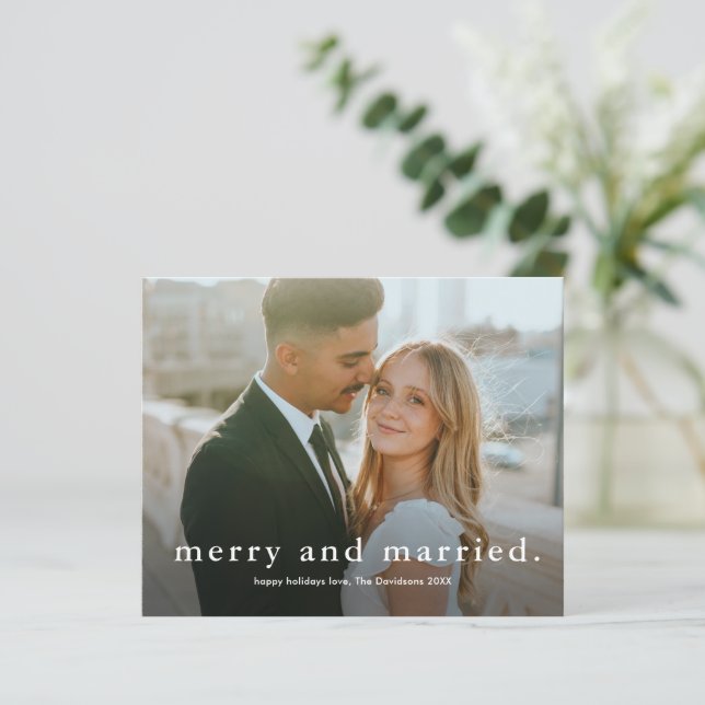 Budget Joyeux Mariage marié photo carte de Noël (Debout devant)