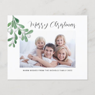 Budget Joyeux Noël vert Carte de vacances photo
