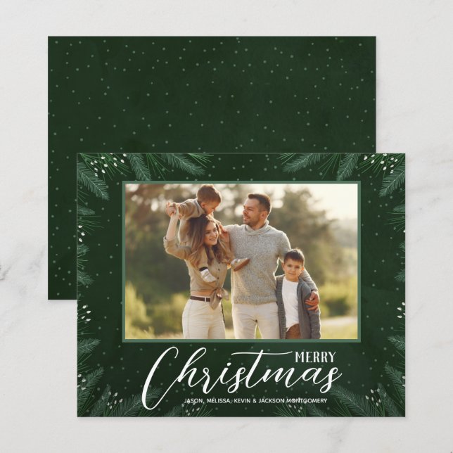 Budget Joyeux Noël vert Carte de vacances photo (Devant / Derrière)