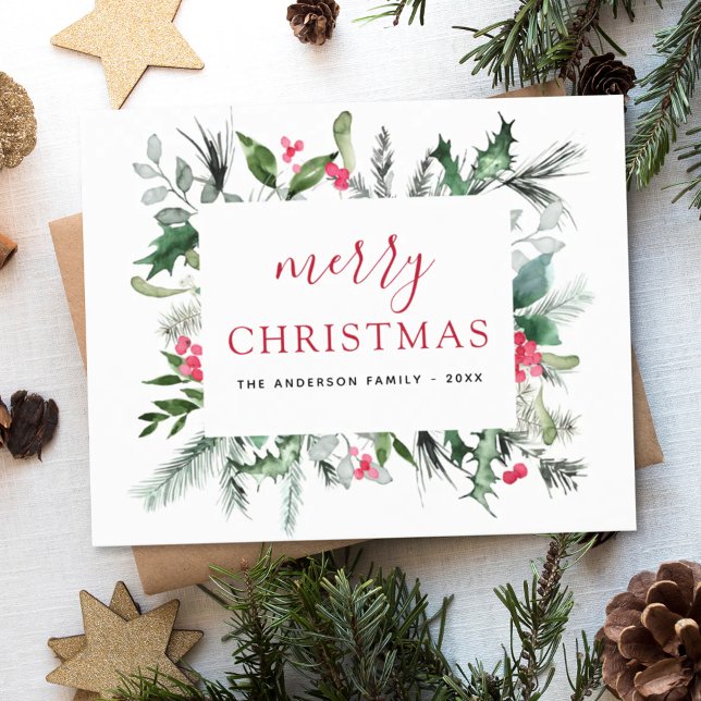 Budget Joyeux Noël vert Carte de vacances Rouge (Créateur téléchargé)