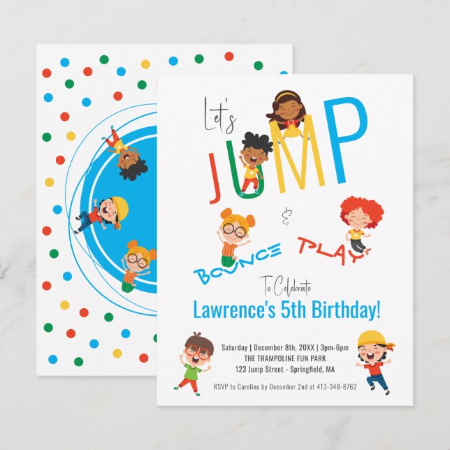 Budget Jump Bounce Play Trampoline Park Birthday Card (Front/Back)