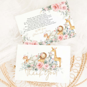Budget Jungle Animal Floral Baby Shower Thank You Card