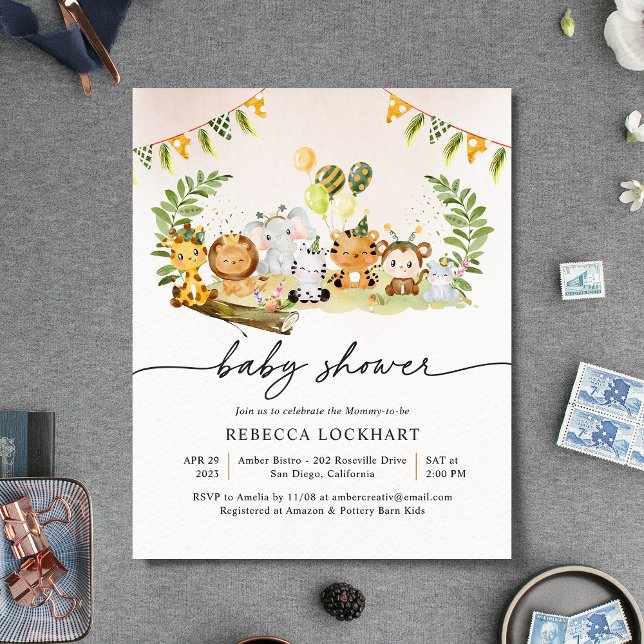 Budget Jungle Safari Girl Baby Shower Invitation (Creator Uploaded)