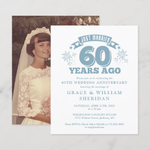 Budget Just Married 60th Anniversary Photo Invite