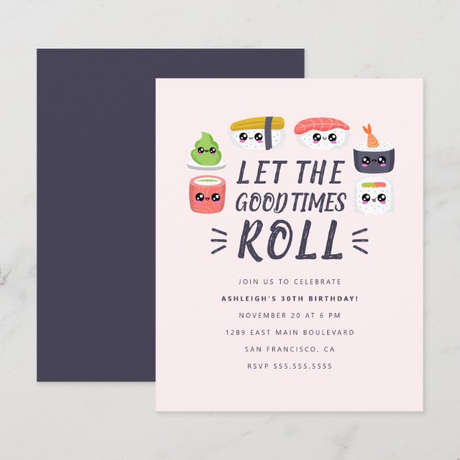Budget Kawaii Sushi Rolls Birthday Party (Front/Back)