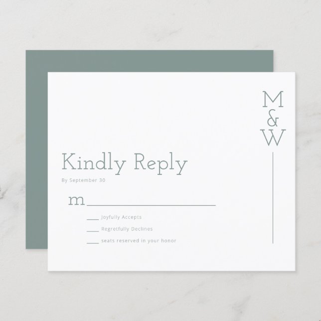 BUDGET Kindly Reply Green RSVP Card (Front/Back)