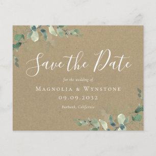 BUDGET Kraft Eucalyptus Wedding Save The Date