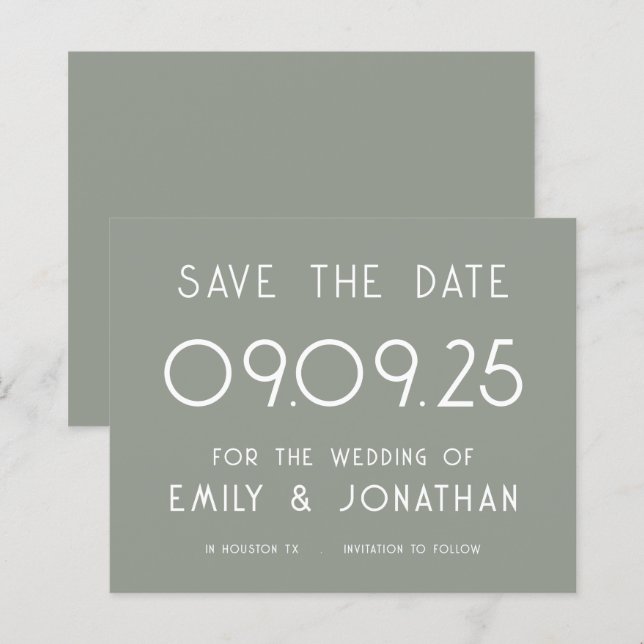 Budget Large Typography Sage Green Wedding (Front/Back)