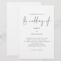 Budget Larger Black White Wedding Invitation