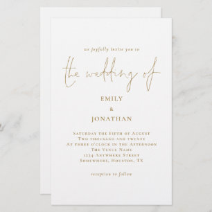Budget Larger Gold White Wedding Invitation