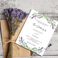 Budget lavender eucalyptus wedding invitation